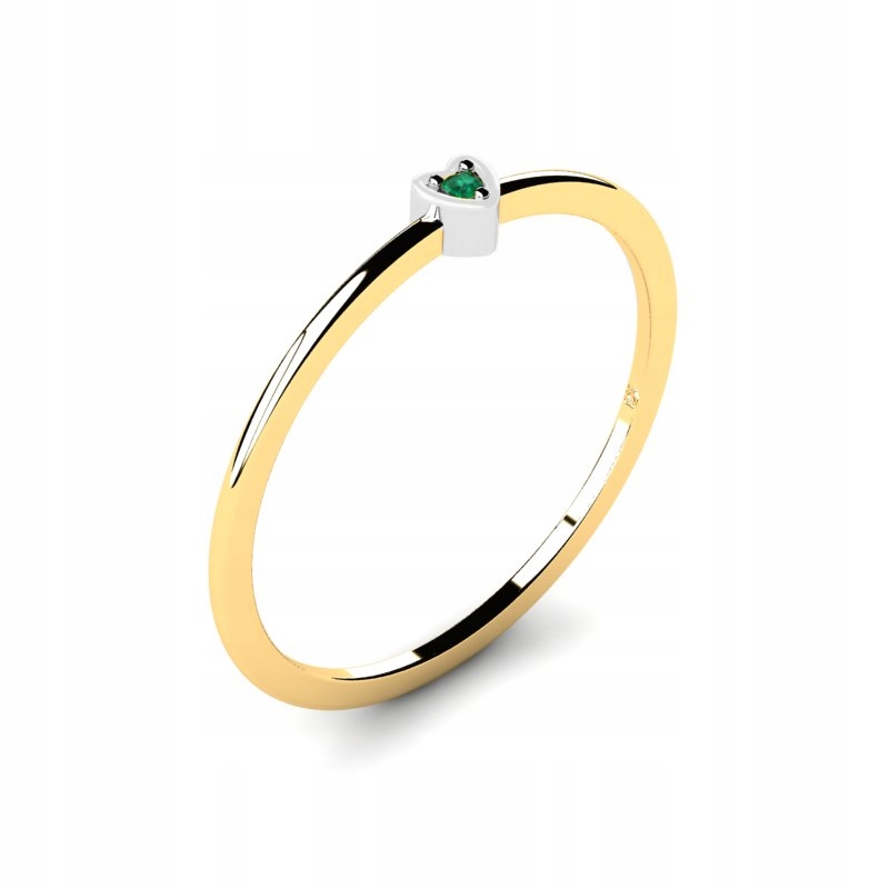 14K ZLATÝ SRDCOVÝ PRSTEN S EMERALD ZIRCONIA