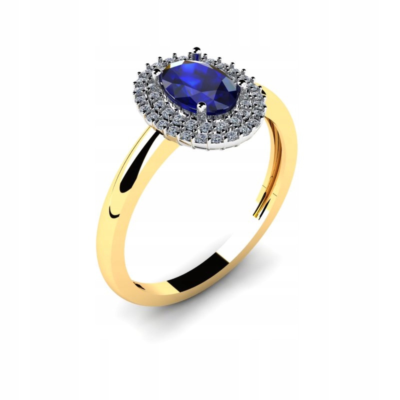 ZLATÝ SAPFÍR A BRILIANTY PRSTEN 1.33CT R20