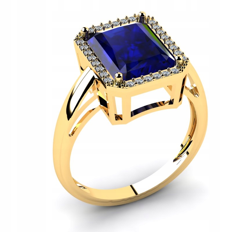 ZLATÝ PRSTEN SO ZAFÍROM A BRILIANTMI 4.04CT