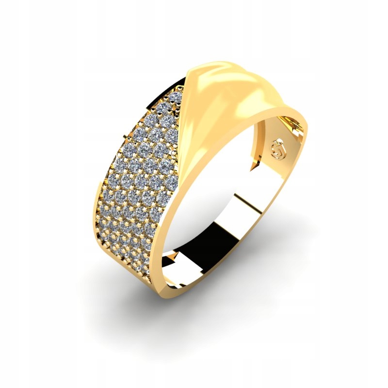 ŠIROKÝ ZLATÝ PRSTEN S BRILIANTMI 0,45CT