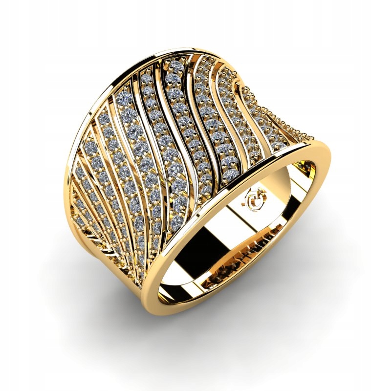 ŠIROKÝ ZLATÝ PRSTEN S BRILIANTMI 0,92CT