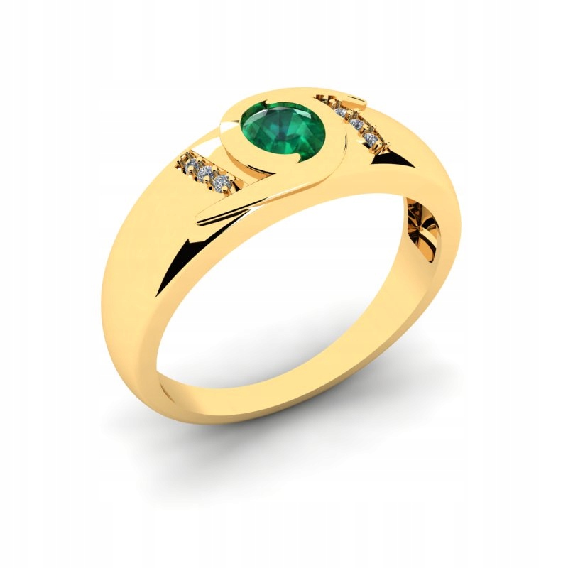 ŠIROKÝ ZLATÝ PRSTEŇ EMERALD so ZIRKÓNIOU