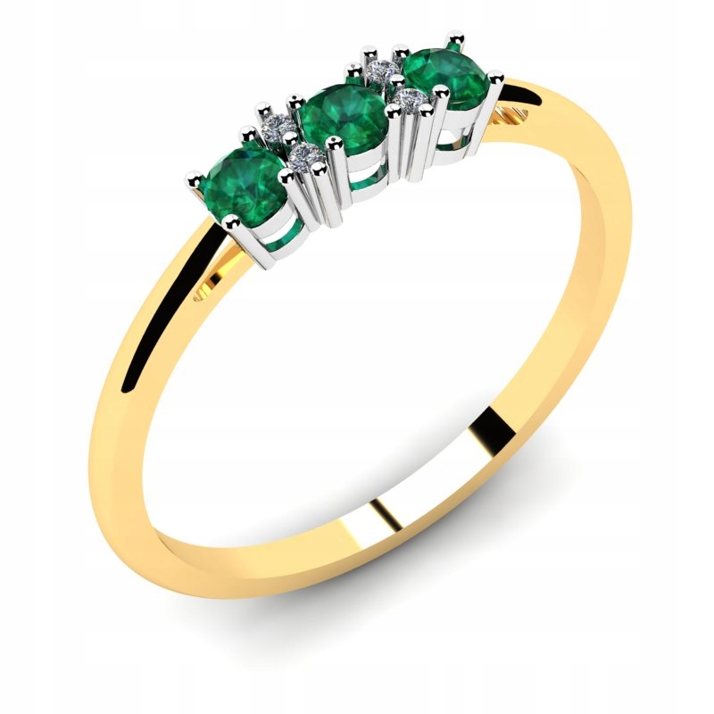 ZLATÝ KRÚŽOK EMERALD A BRILLIANTY 0,18 CCT 24H