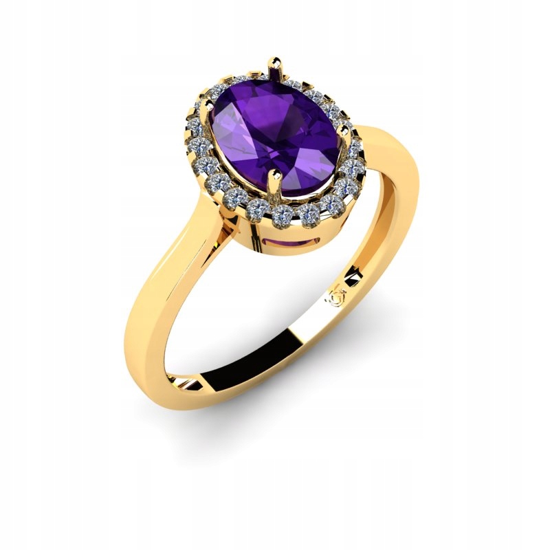 ZLATÝ PRSTEŇ S AMETYSTOM A BRILLIANTAMI 1.94CT