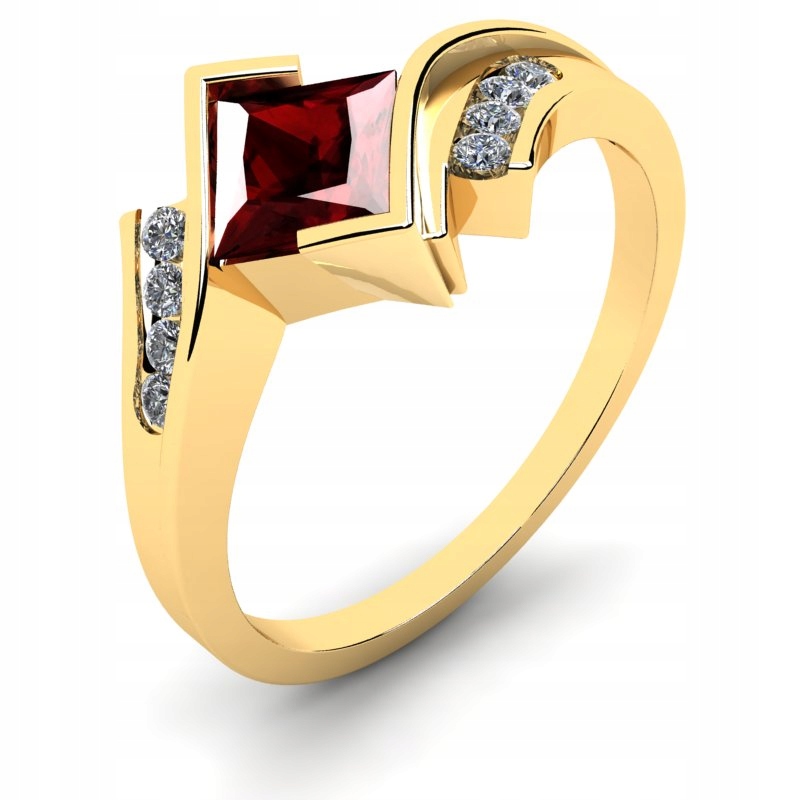 ZLATÝ PRSTEŇ S MAROON ZIRCONIA 14KR