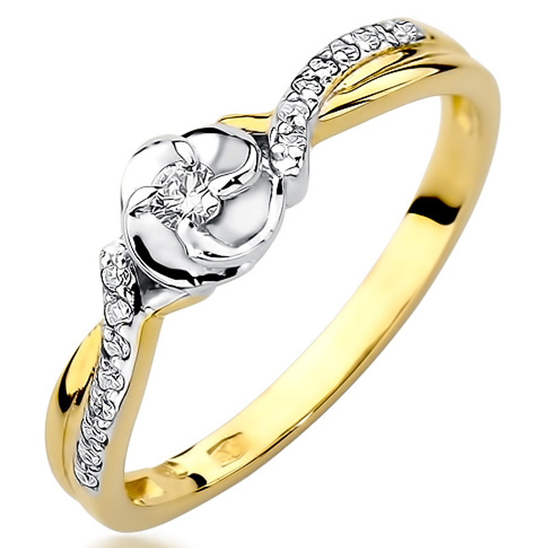 ZLATÝ PRSTEN S BRILIANTMI 0,12ct