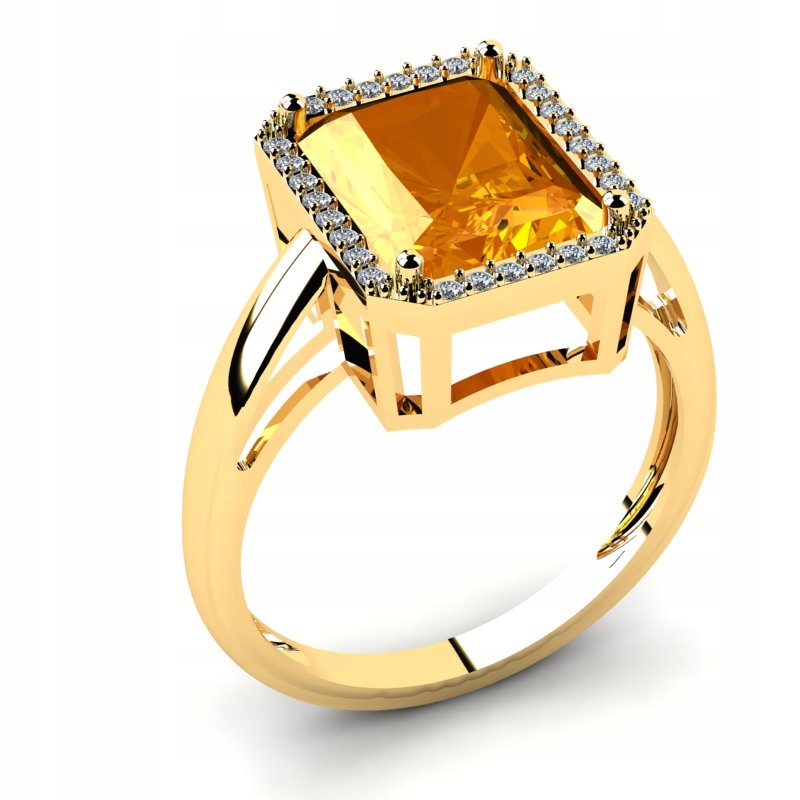 ZLATÝ PRSTEN S BRILIANTMI A CITRÓNOM 3.29CT