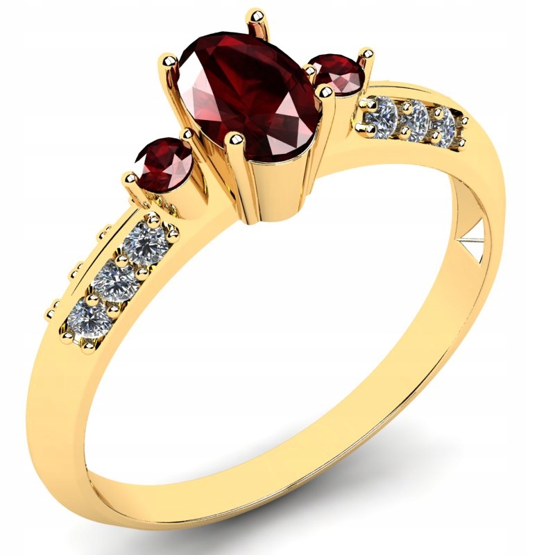 ZLATÝ PRSTEN S BRILIANTMI A GRANÁTAMI 1.20CT