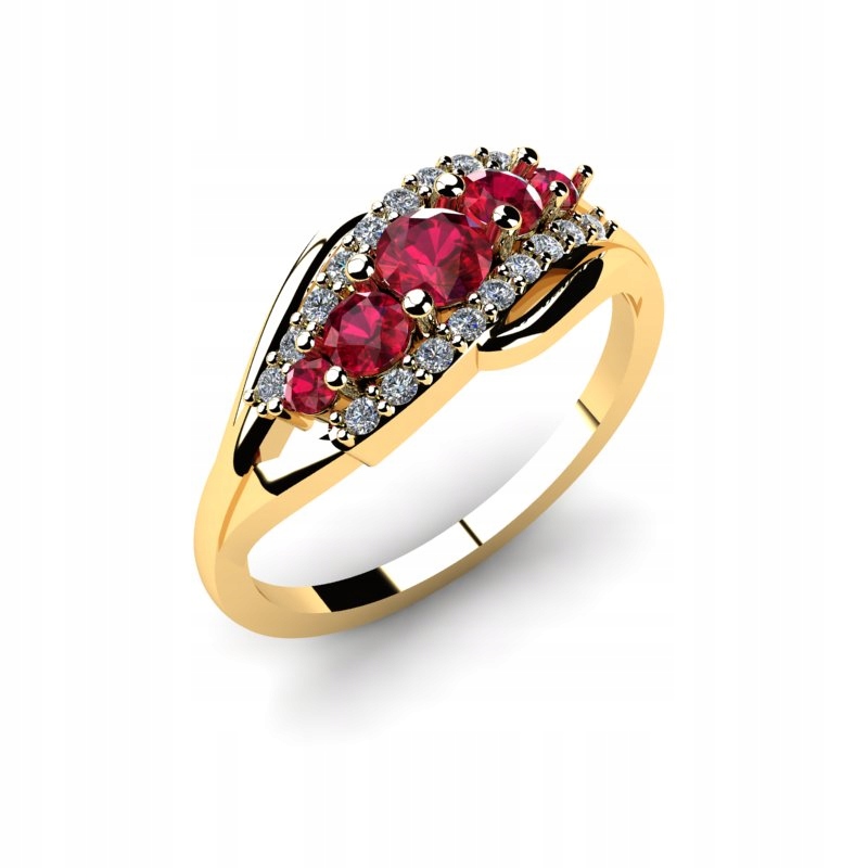 ZLATÝ PRSTEN S BRILIANTMI A RUBÍNAMI 1.00CT