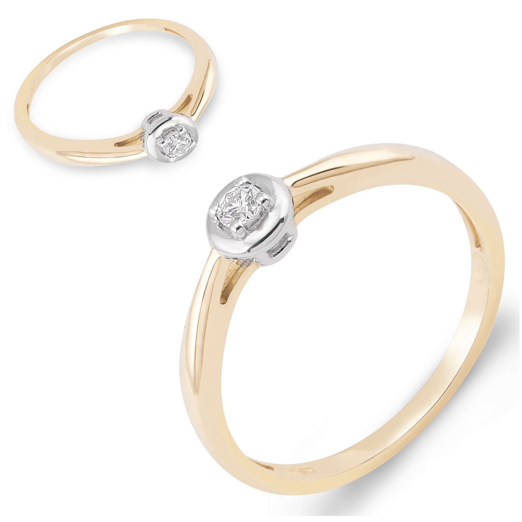 ZLATÝ PRSTEN S BRILIANTOM 0,09 ct PR. 585