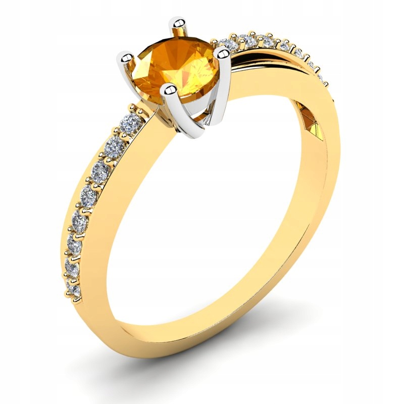 Zlatý prsteň s citrónom a diamantmi 0,66ct