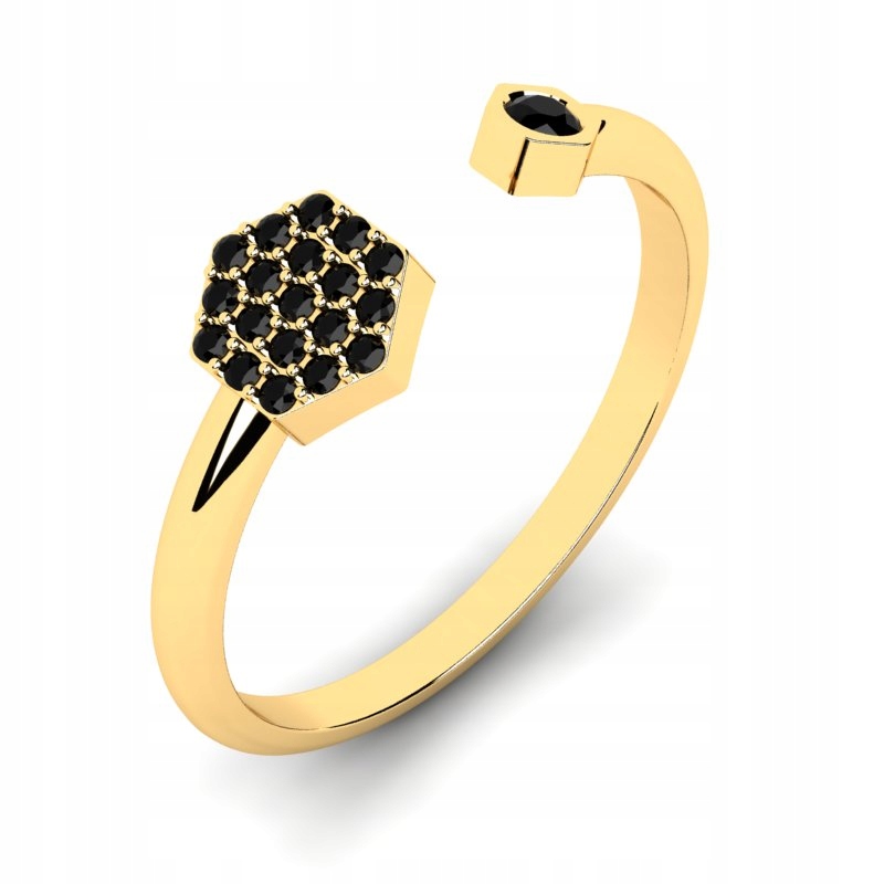 ZLATÝ PRSTEN S ČIERNYMI BRILIANTMI 0,12CT