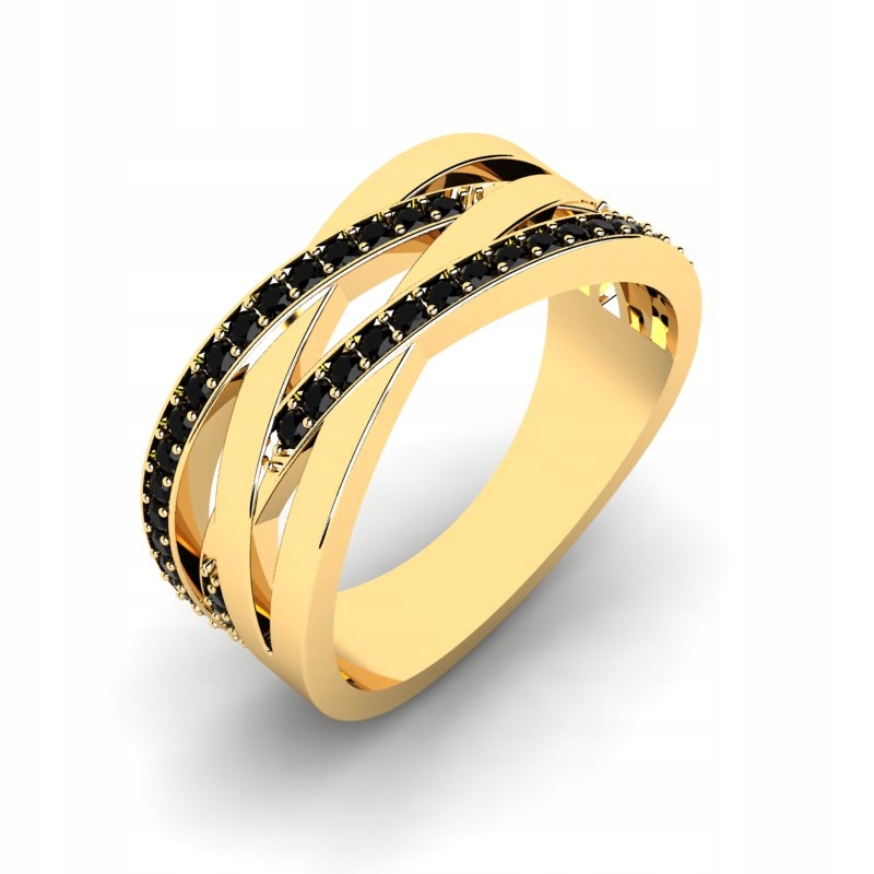 ZLATÝ PRSTEN S ČIERNYMI BRILIANTMI 0,38CT