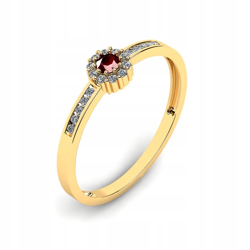 ZLATÝ PRSTEN S POMERANOM A BRILIANTMI 0,14 ct