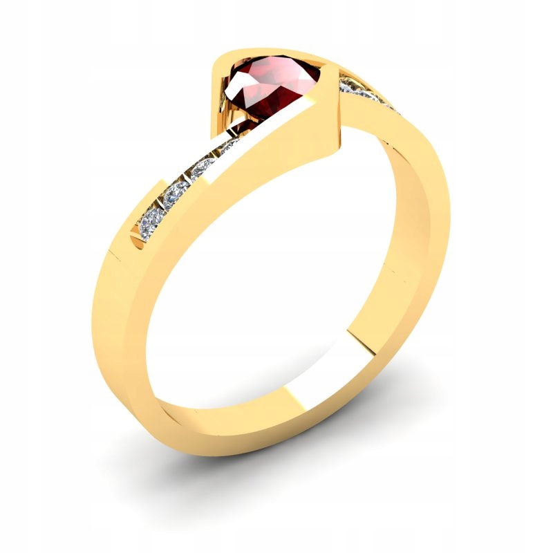 ZLATÝ PRSTEŇ S POMAGANÁTOM A BRILLIANTAMI 0,64CT