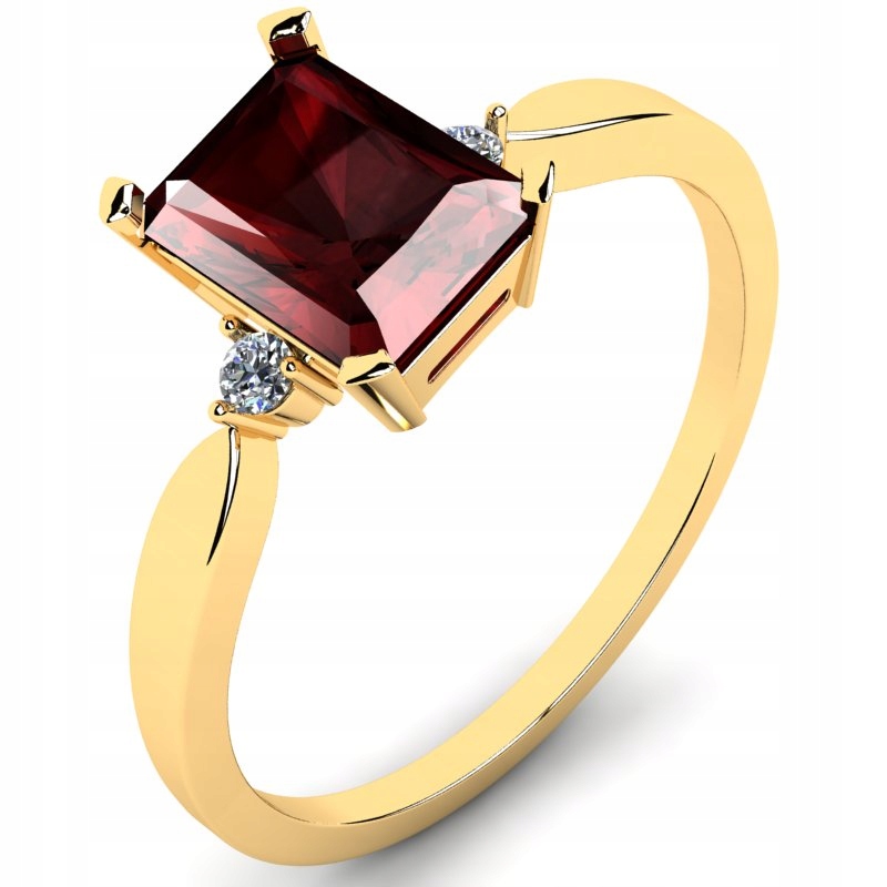 ZLATÝ PRSTEN s granátovým jablkom a briliantmi 1.03CT