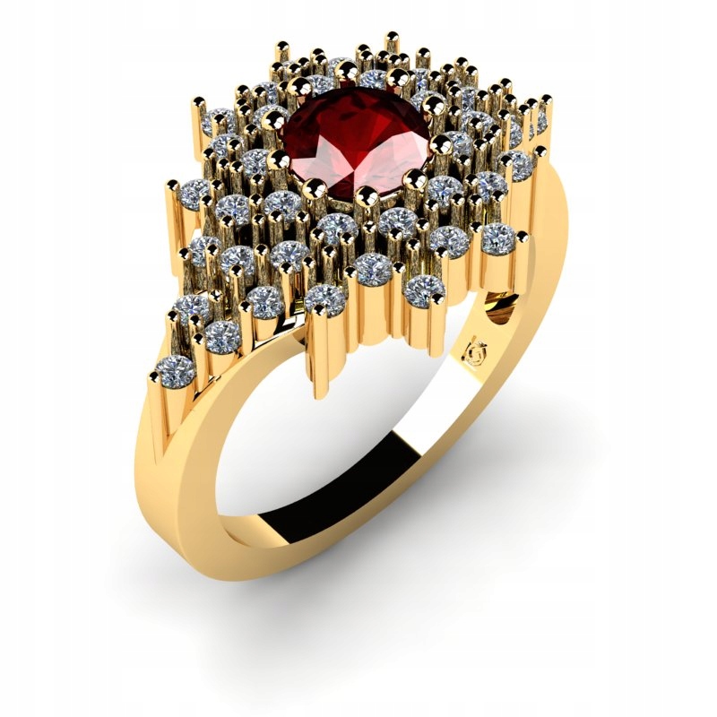 ZLATÝ PRSTEN S POMERANOM A BRILLIANTAMI 1.30CT