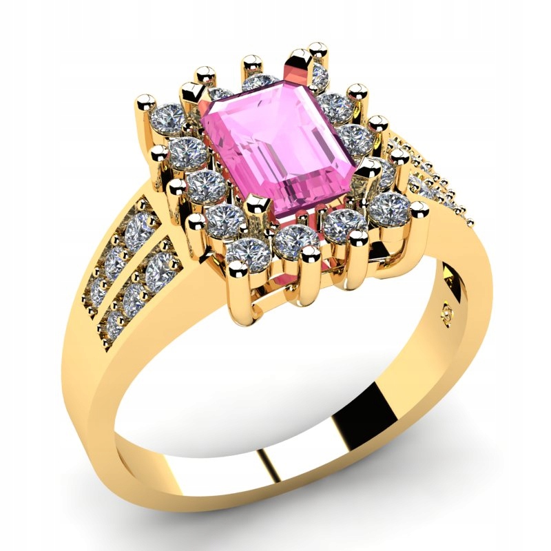 ZLATÝ PRSTEN S BRIGHT PINK ZIRCONIA 14KR