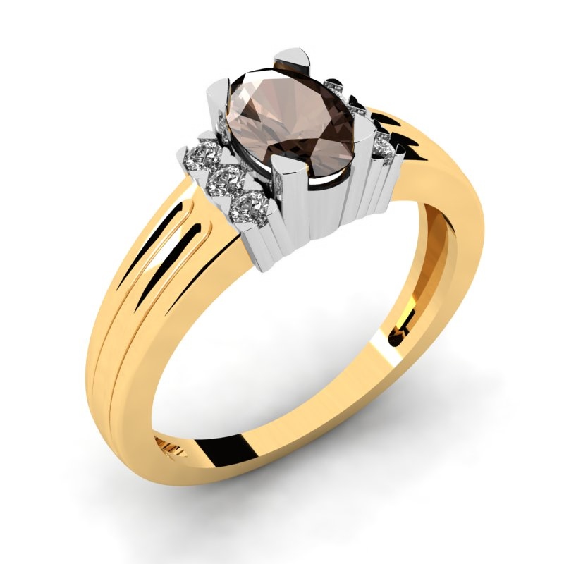 ZLATÝ PRSTEŇ S KRÉMOM A BRILIANTMI 0,54CT