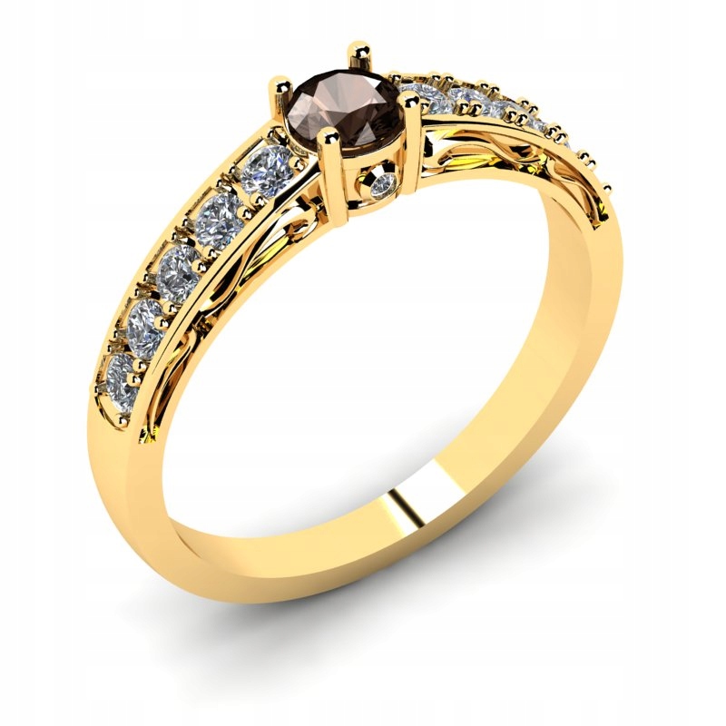 ZLATÝ PRSTEŇ S KRÉMOM A BRILIANTMI 0,55CT