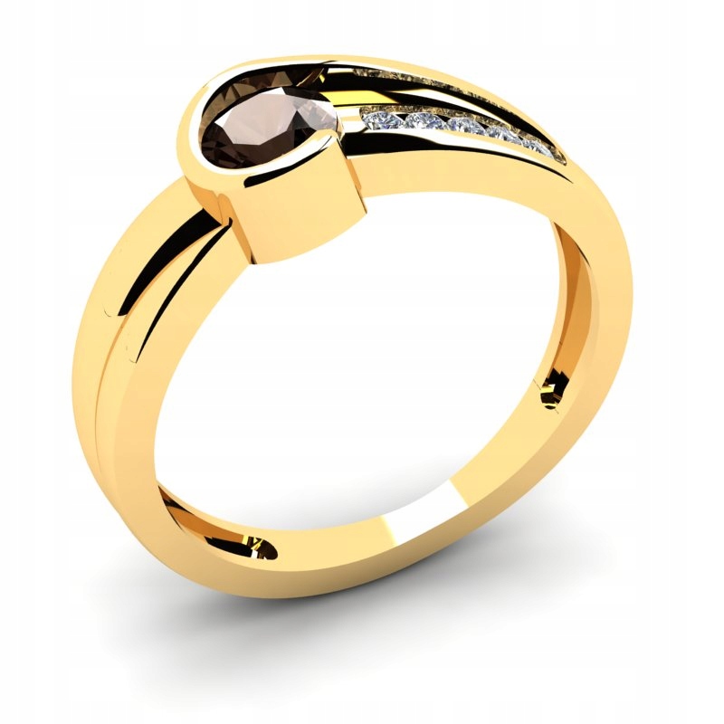 ZLATÝ PRSTEŇ S KRÉMOM A BRILIANTMI 0,57CT