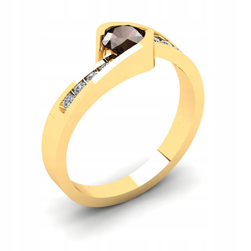 ZLATÝ PRSTEŇ S KRÉMOM A BRILIANTMI 0,69 ct