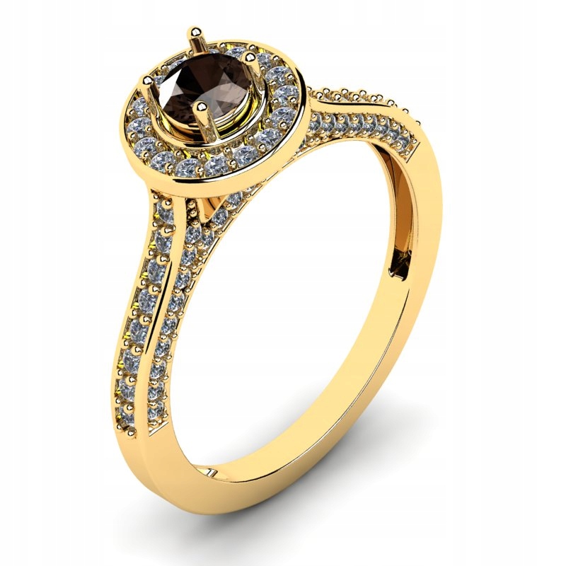 ZLATÝ PRSTEŇ S KRÉMOM A BRILIANTMI 0,74CT