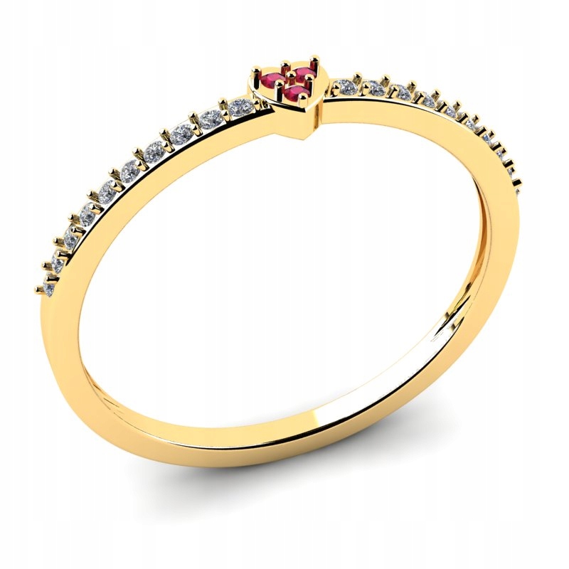ZLATÝ PRSTEN S RUBÍNAMI A BRILLIANTAMI 0,12CT