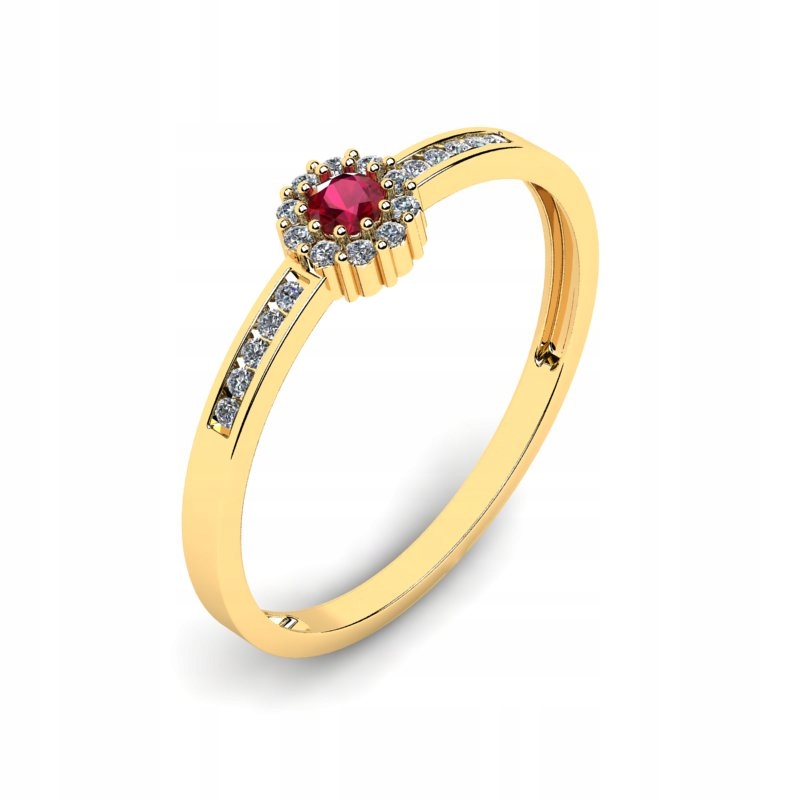 ZLATÝ PRSTEN S RUBÍNAMI A BRILIANTMI 0,14CT
