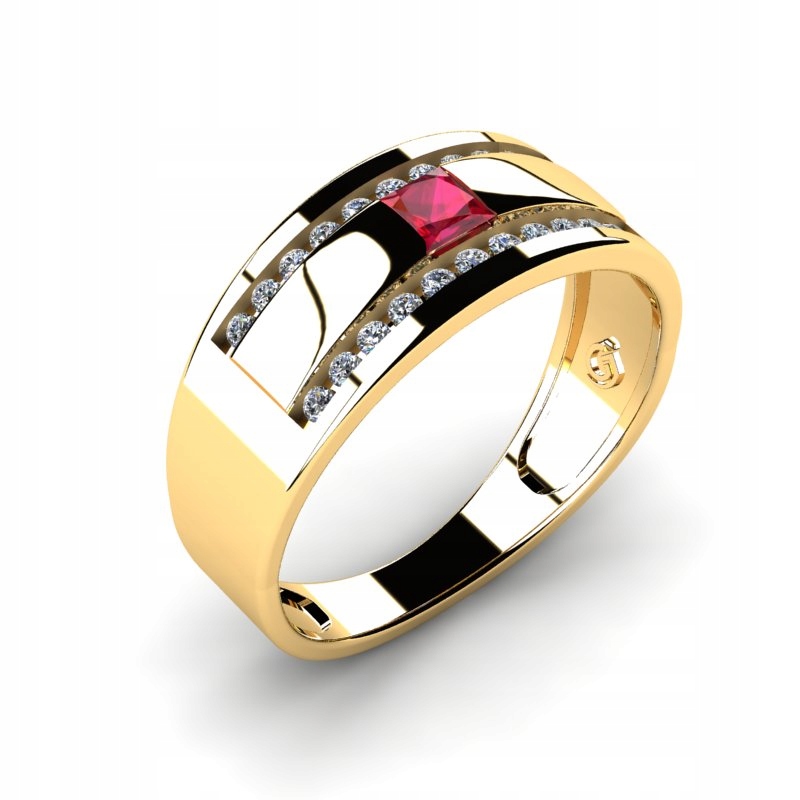 ZLATÝ PRSTEŇ S RUBÍNOM A BRILIANTMI 0,46CT