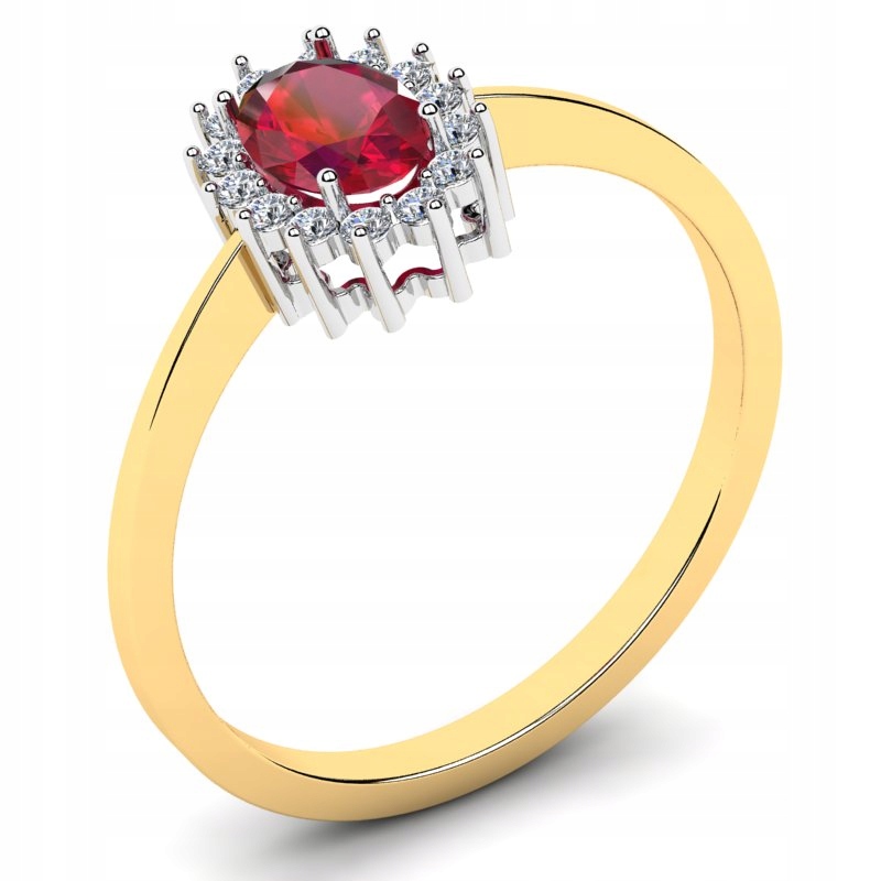 ZLATÝ PRSTEN S RUBÍNOM A BRILLIANTAMI 0,61CT