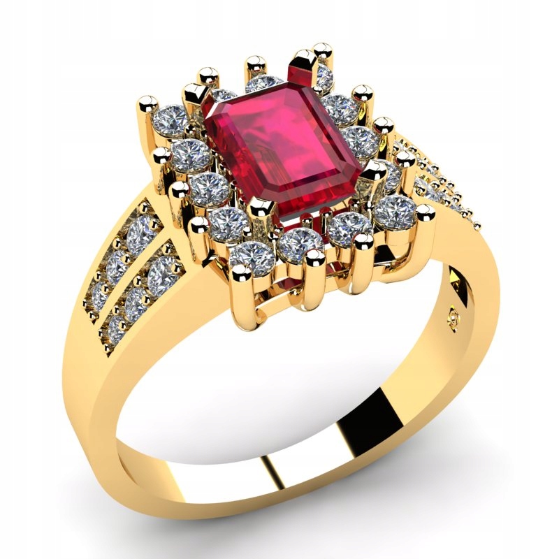 ZLATÝ PRSTEŇ S RUBÍNOM A BRILLIANTAMI 1,85CT