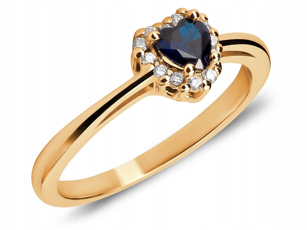 ZLATÝ PRSTEN SO SRDCOM BRILLIANT SAPPHIRE 585