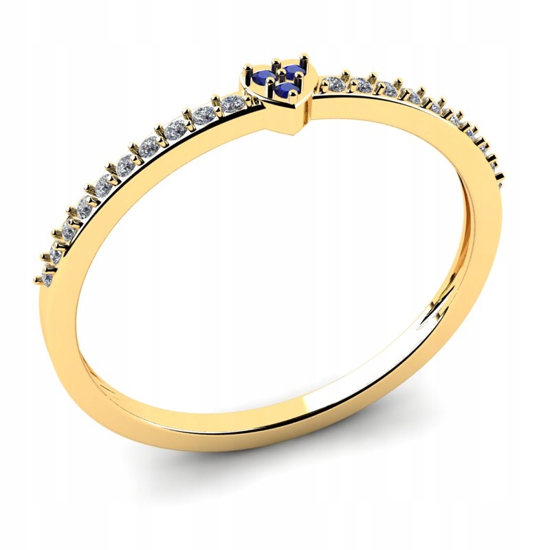 ZLATÝ PRSTEN SO ZAFIRMI A BRILIANTMI 0,12 CT