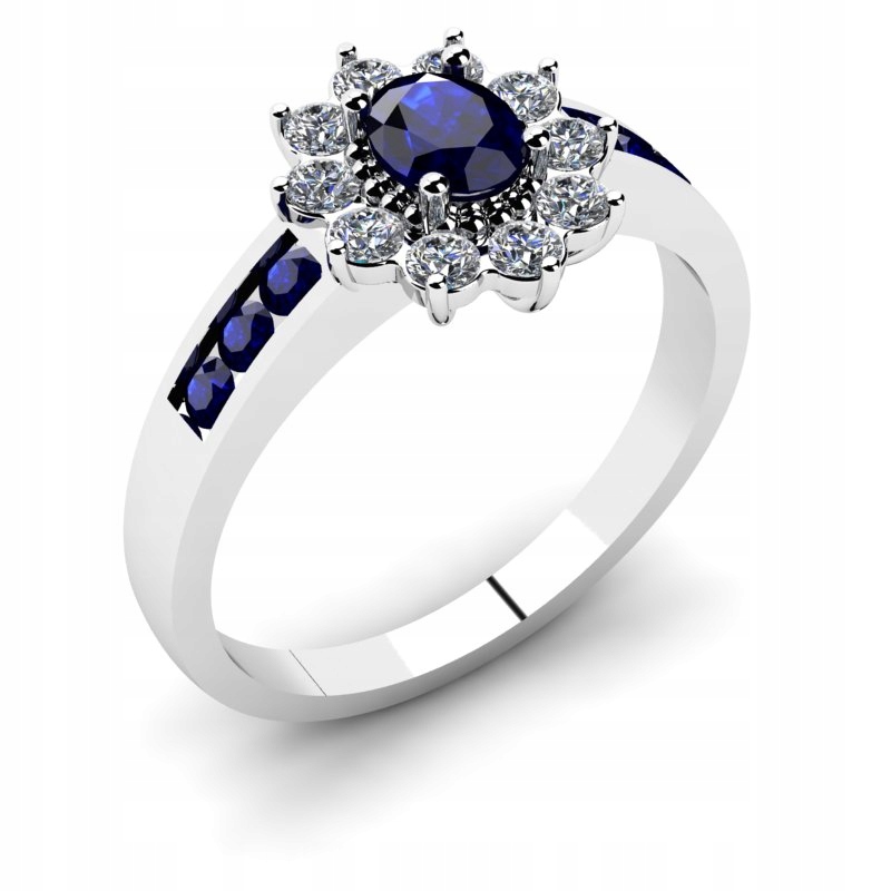 ZLATÝ PRSTEN SO SAPFIRAMI A BRILIANTMI 1.06CT