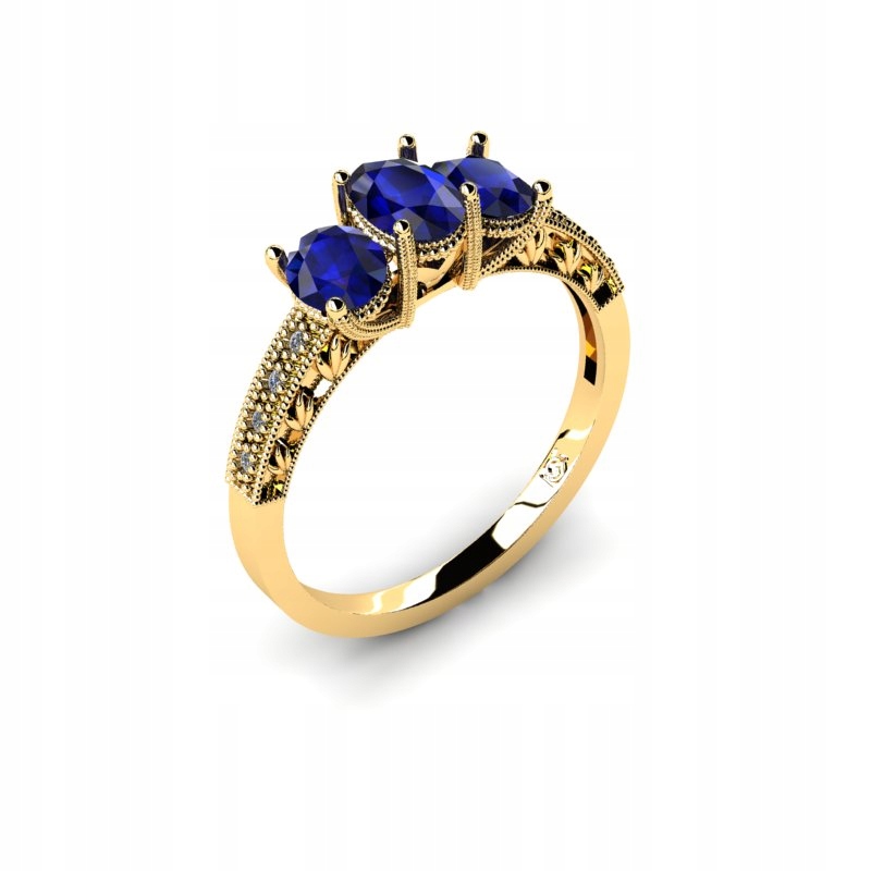 ZLATÝ PRSTEŇ SO SAPFIRAMI A BRILIANTMI 1.34CT