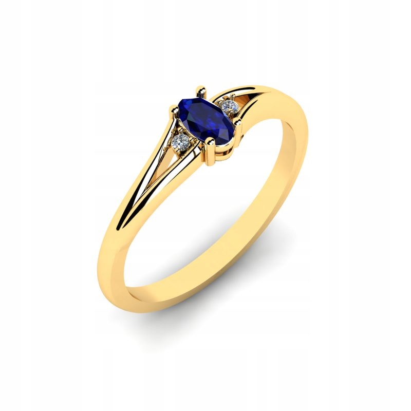 ZLATÝ PRSTEN SO ZAFÍROU A BRILIANTMI 0,22CT