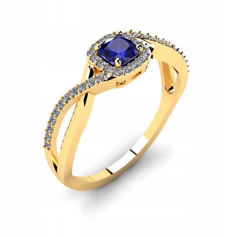 ZLATÝ PRSTEN SO ZAFIROM A BRILIANTMI 0,60 ct