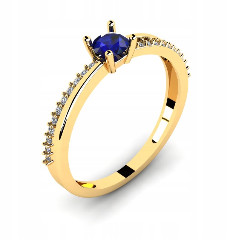 ZLATÝ PRSTEN SO ZAFÍROM A BRILIANTMI 0,62 CT