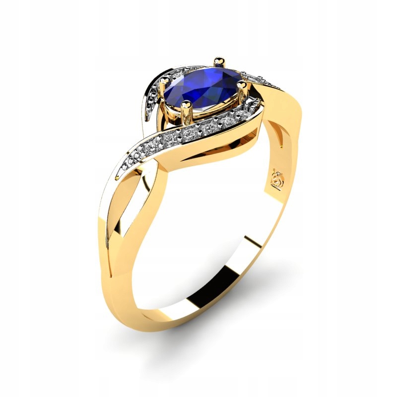 ZLATÝ PRSTEN SO ZAFÍROM A BRILIANTMI 0,68 ct