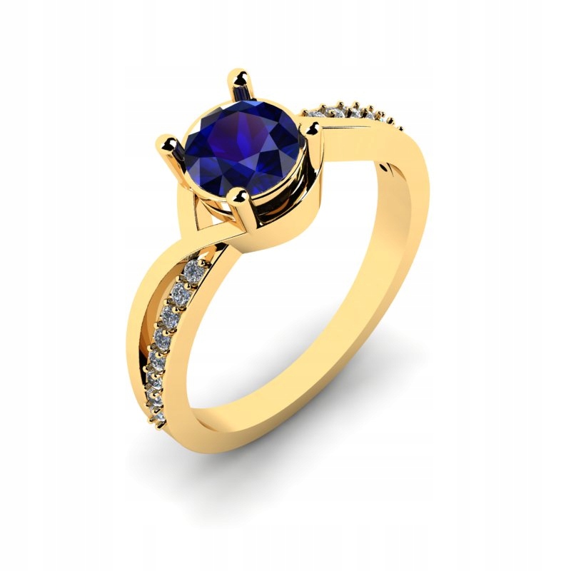 ZLATÝ PRSTEN SO ZAFÍROM A BRILIANTMI 1.01CT