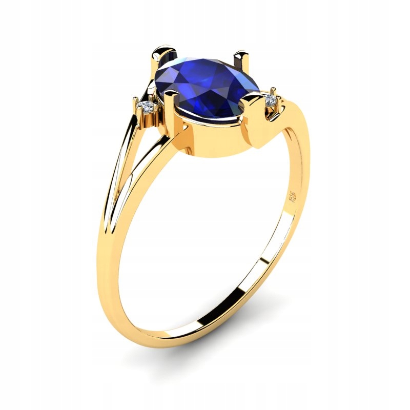ZLATÝ PRSTEN SO ZAFÍROM A BRILIANTMI 1.27CT