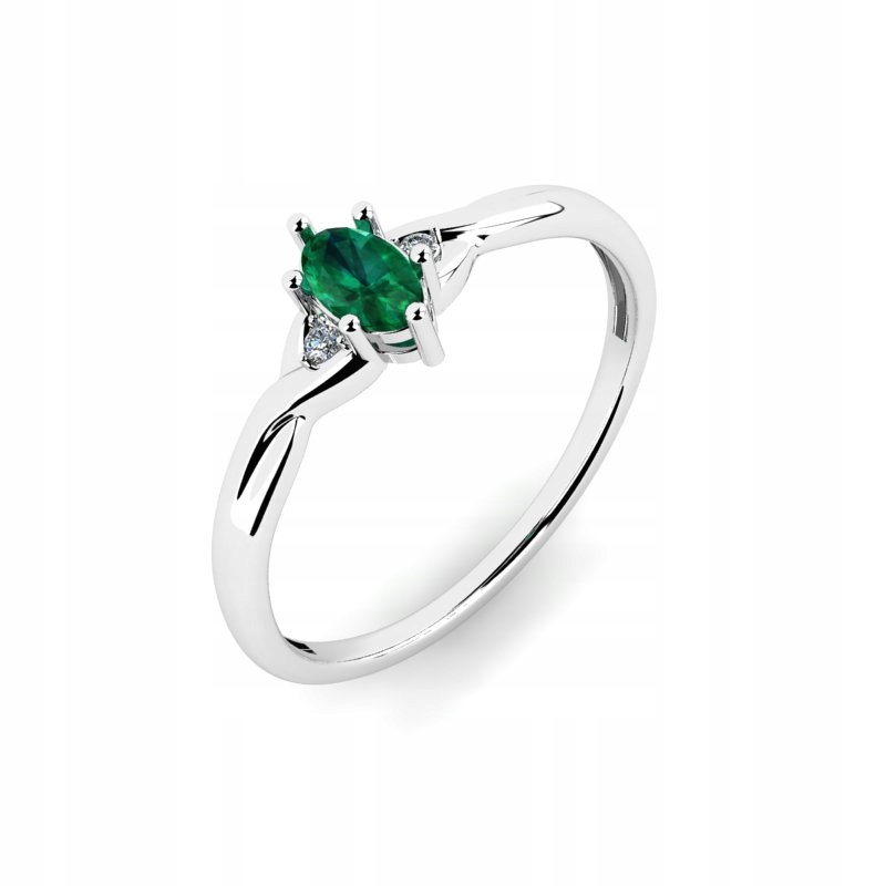 ZLATÝ PRSTEŇ S EMERALDOM A BRILIANTMI 0,16 CT