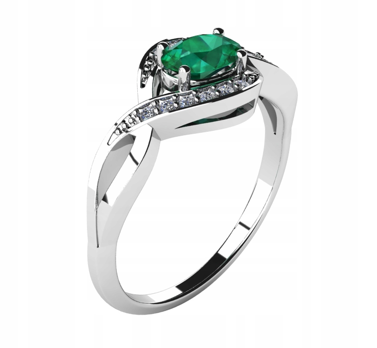 ZLATÝ PRSTEŇ S EMERALDOM A BRILLIANTAMI 0,49CT