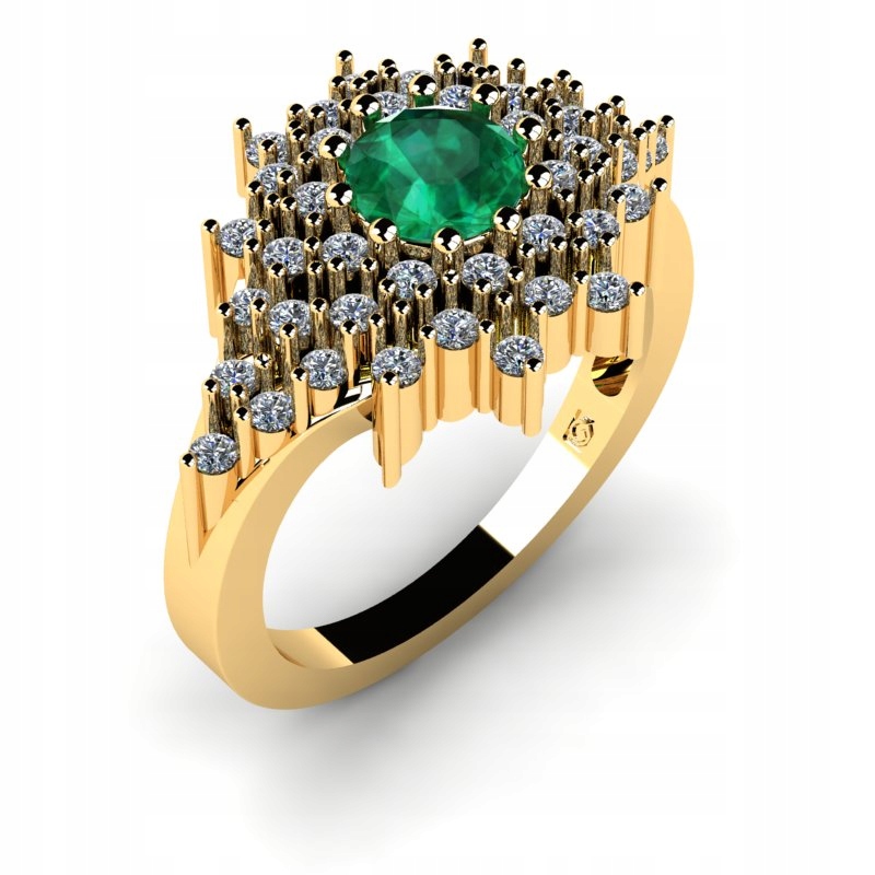 ZLATÝ PRSTEŇ S EMERALDOM A BRILIANTMI 1.30CT