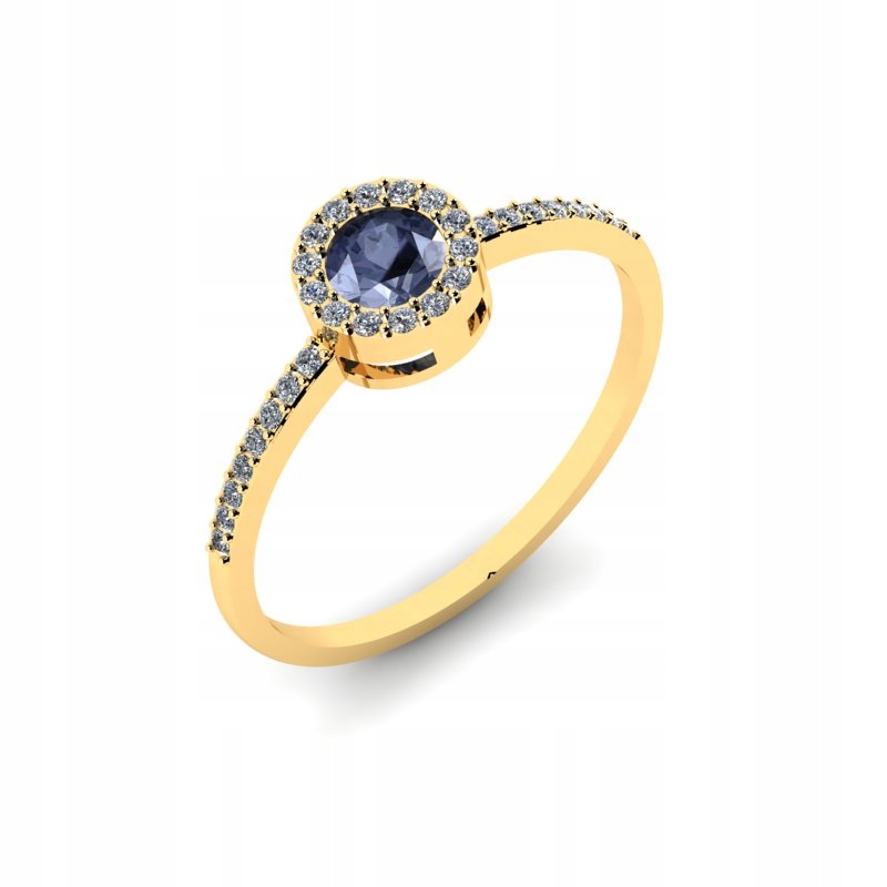 ZLATÝ PRSTEN S TANZANITOM A BRILLIANTAMI 0,45CT