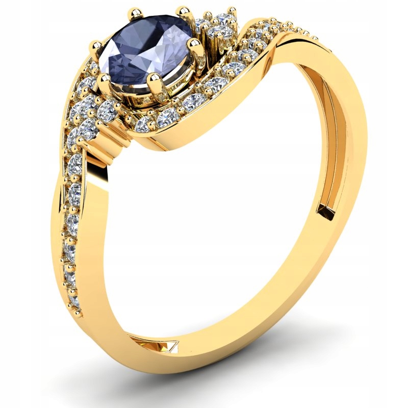 ZLATÝ PRSTEN S TANZANITOM A BRILLIANTAMI 0,74CT