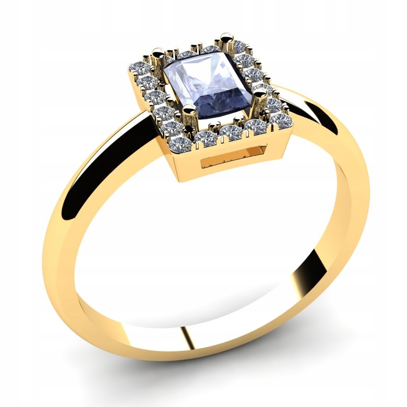 ZLATÝ PRSTEN S TANZANITOM A BRILLIANTAMI 0,75CT