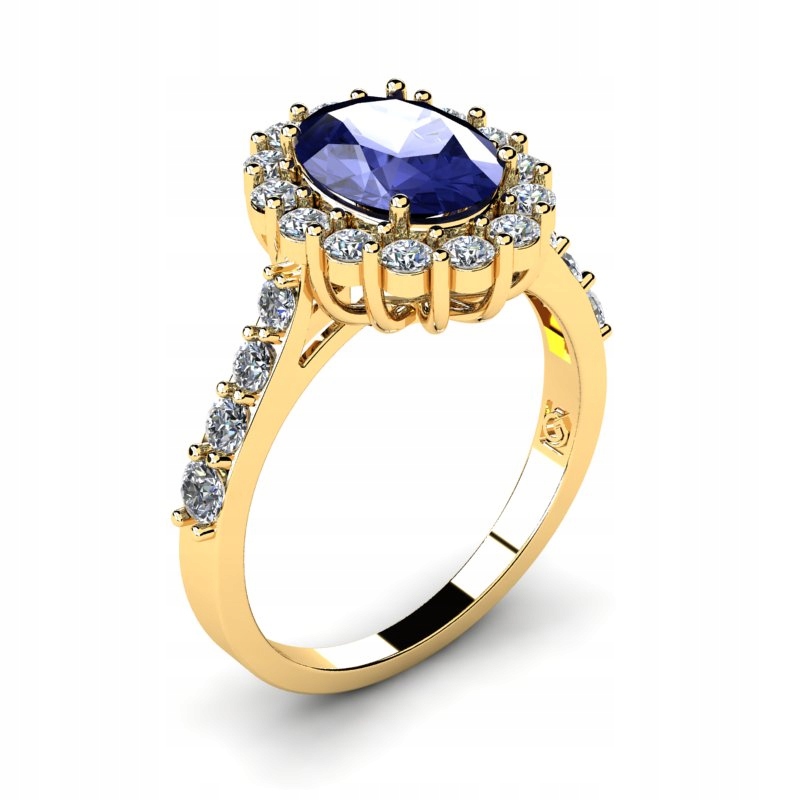 ZLATÝ PRSTEN S TANZANITOM A BRILLIANTMI 3.14CT