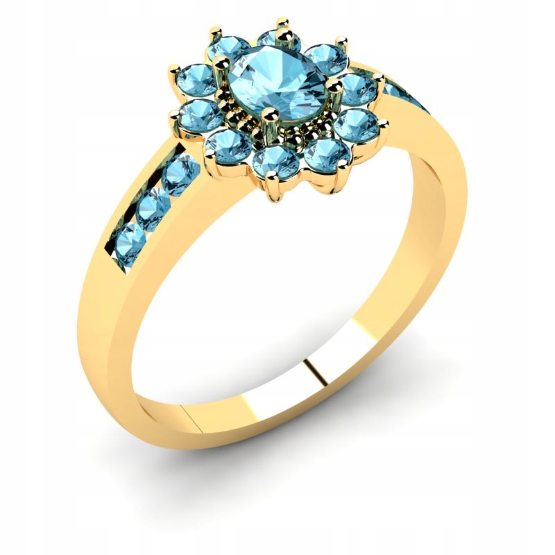 ZLATÝ PRSTEN S MODRÝMI TOPAZAMI 1.05CT
